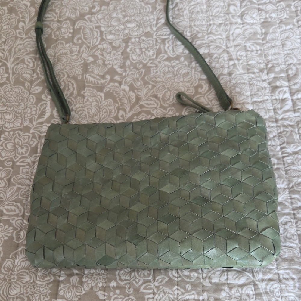 Madewell Woven Crossbody Bag in Sage Green